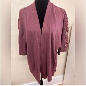 Maurices xl purple short lace sleeve kimono cardigan